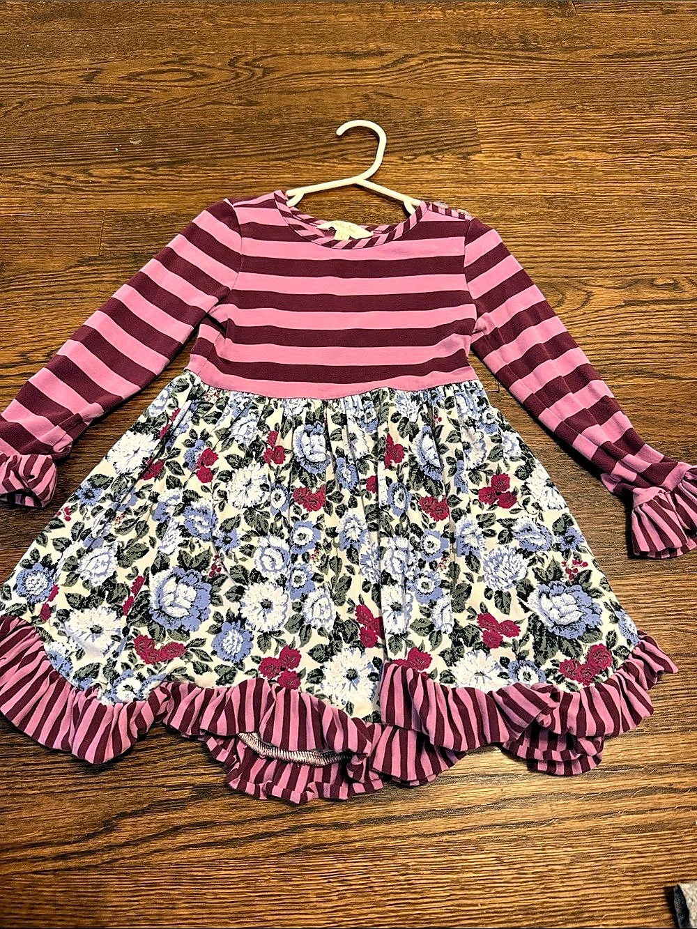 Matilda Jane Girls' Floral Stripe Dress Pink & Cream Size 4